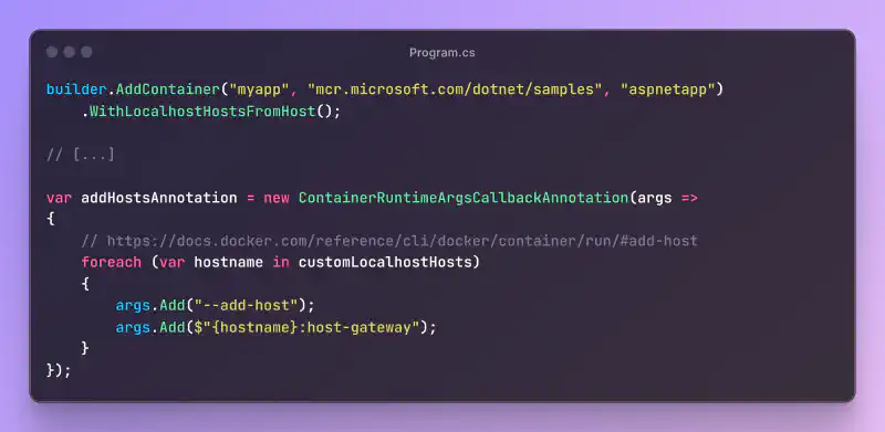 Featured image of post Make containers aware of custom local domains on the host machine using .NET Aspire