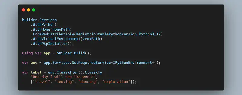 Featured image of post Embed Python in .NET applications to run models with transformers